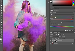 Editors apply the color range selection to remove solid green or blue backgrounds in studio photos.